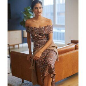 Daily Practice Twist Midi Dress Sz S Cross Over Front Terry Stretch Off Shoulder